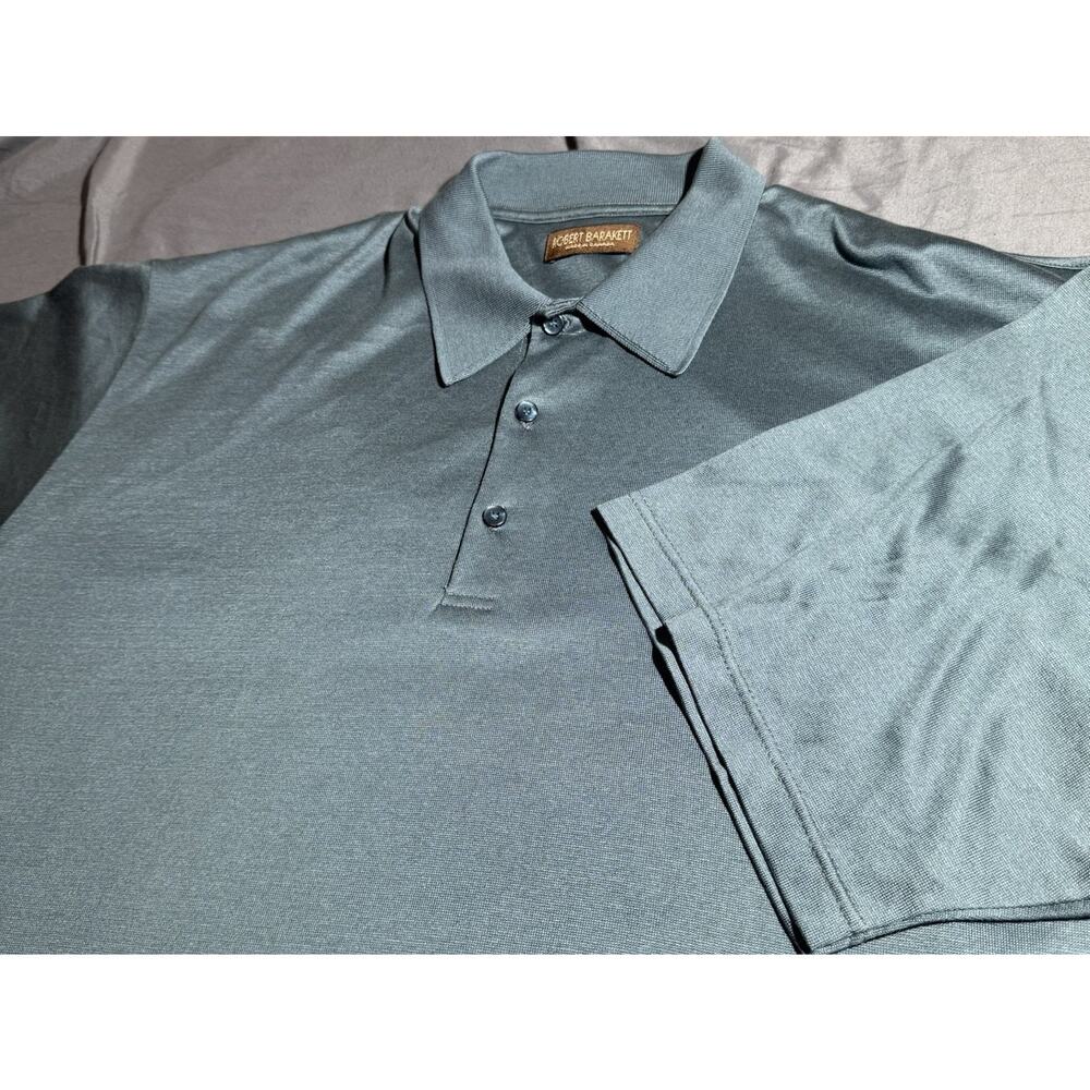 Robert Barakett Polo Shirt Mens XXL Blue‎ Green Double Mercerized Cotton S/S